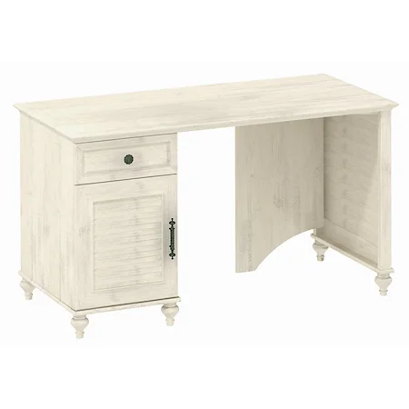 Single Pedestal Desk with Door and Drawer Storage